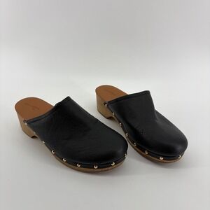 Universal Thread Womens 11 Black Clog Mules Studded Wood Platform Heel